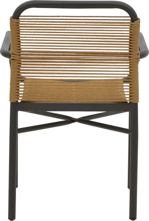 Tavolinë me karrige për terasë Clutch -Kliton B, alumini anthracite dhe ratan PE natyral, set 7 copë, 150x80x74cm