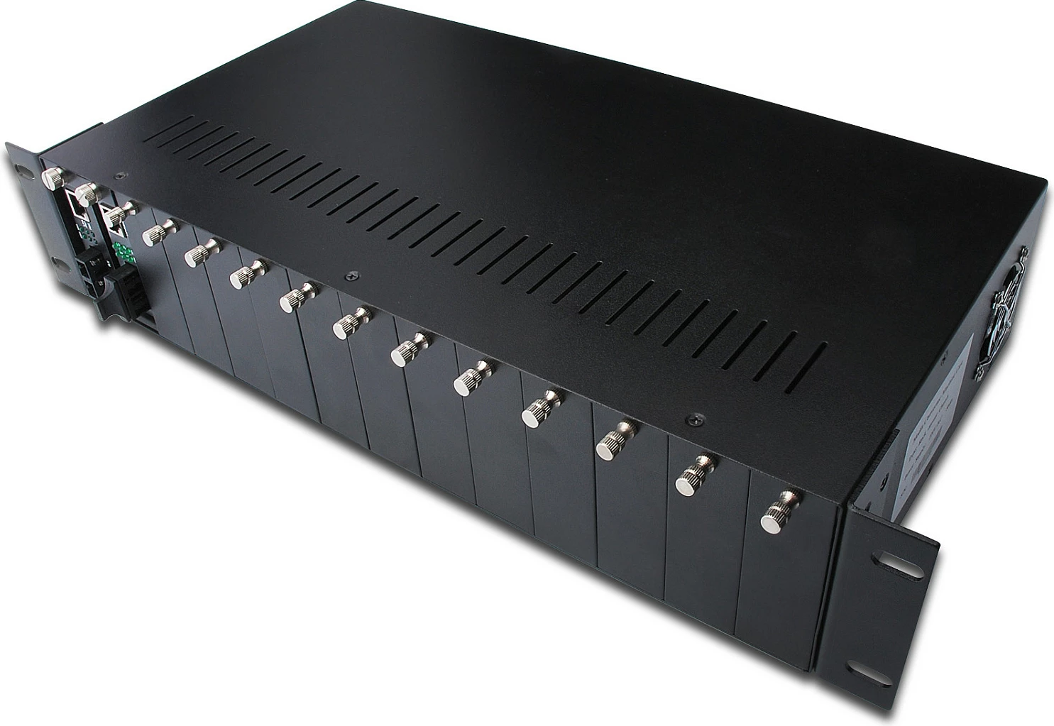 Kasë rrjeti Digitus 14 slot, për media konvertues, 2U, 19 inch, e zezë