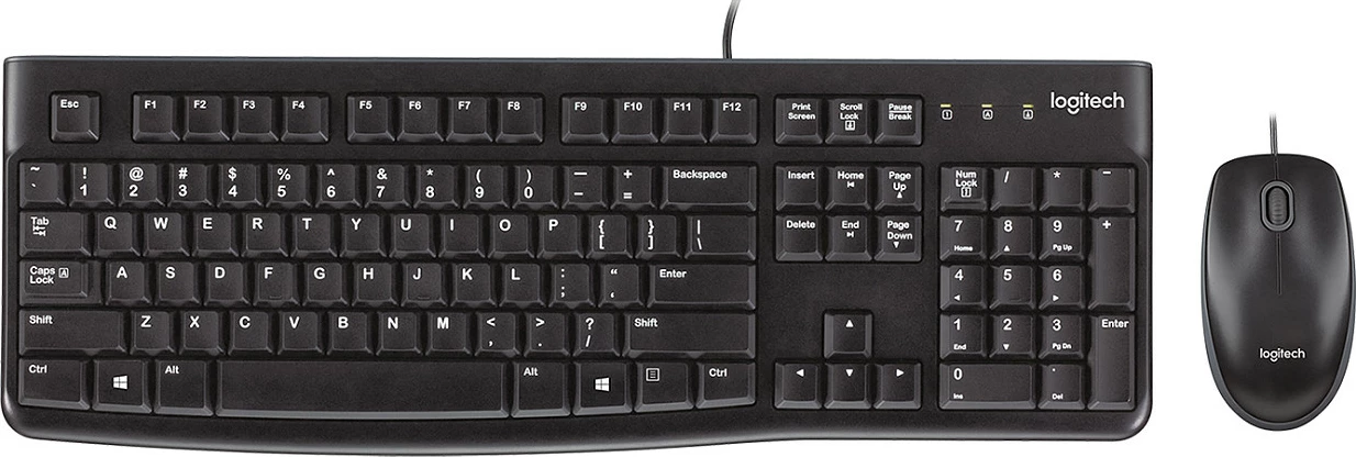 Set tastierë dhe maus Logitech DESKTOP MK120, me kabllo, zi