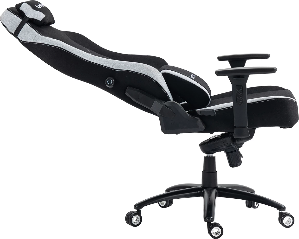 Karrige gaming UVI Alpha UVIB002, mbulesë mikrofibër, shpinore 180°, mbështetje mesi e rregullueshme, gri
