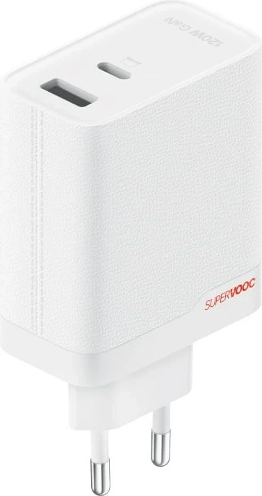 Karikues OnePlus SUPERVOOC, 120 W, USB-A dhe USB-C, Bardhë