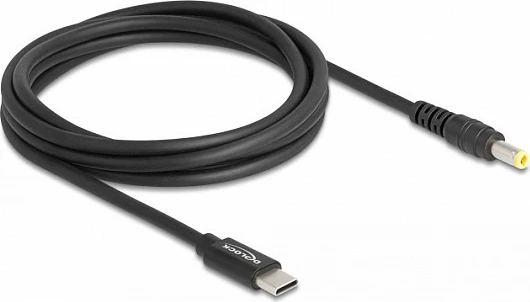 Kabllo karikimi laptop DeLOCK USB-C në 5.5 x 2.5 mm, 1.5 m, 20 V, e zezë