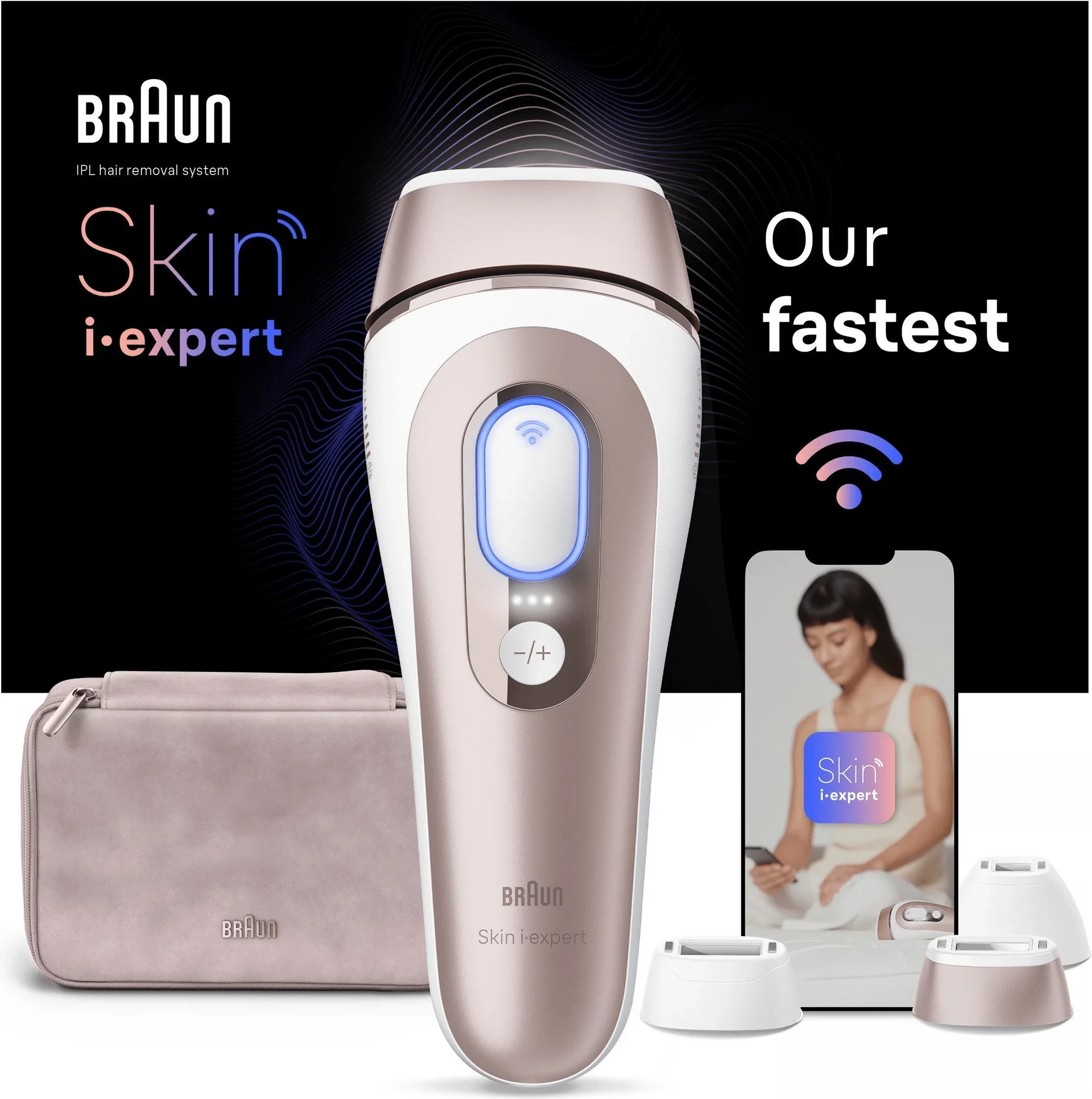 Epilator IPL Braun IPL7253 Smart Skin i·expert, 400,000 ndezje, 10 nivele intensiteti, SensoAdapt, me kabllo, me koka precize dhe çantë udhëtimi