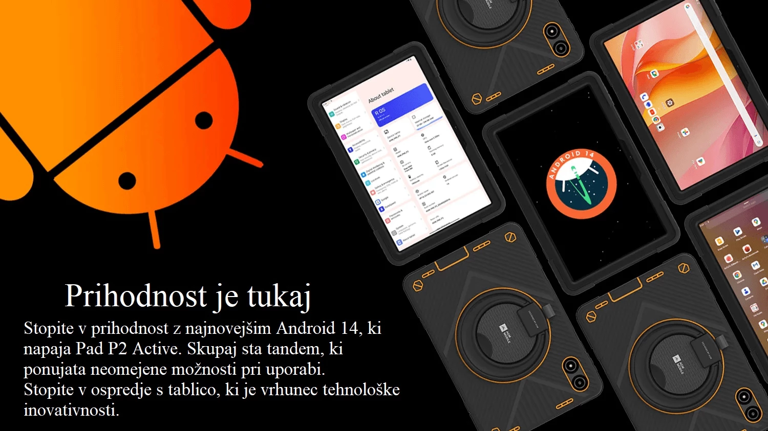 Tablet rugged AGM Pad P2 Active 11\", 8GB+8GB RAM, 256GB, IP68, Android 14, i zi/portokalli