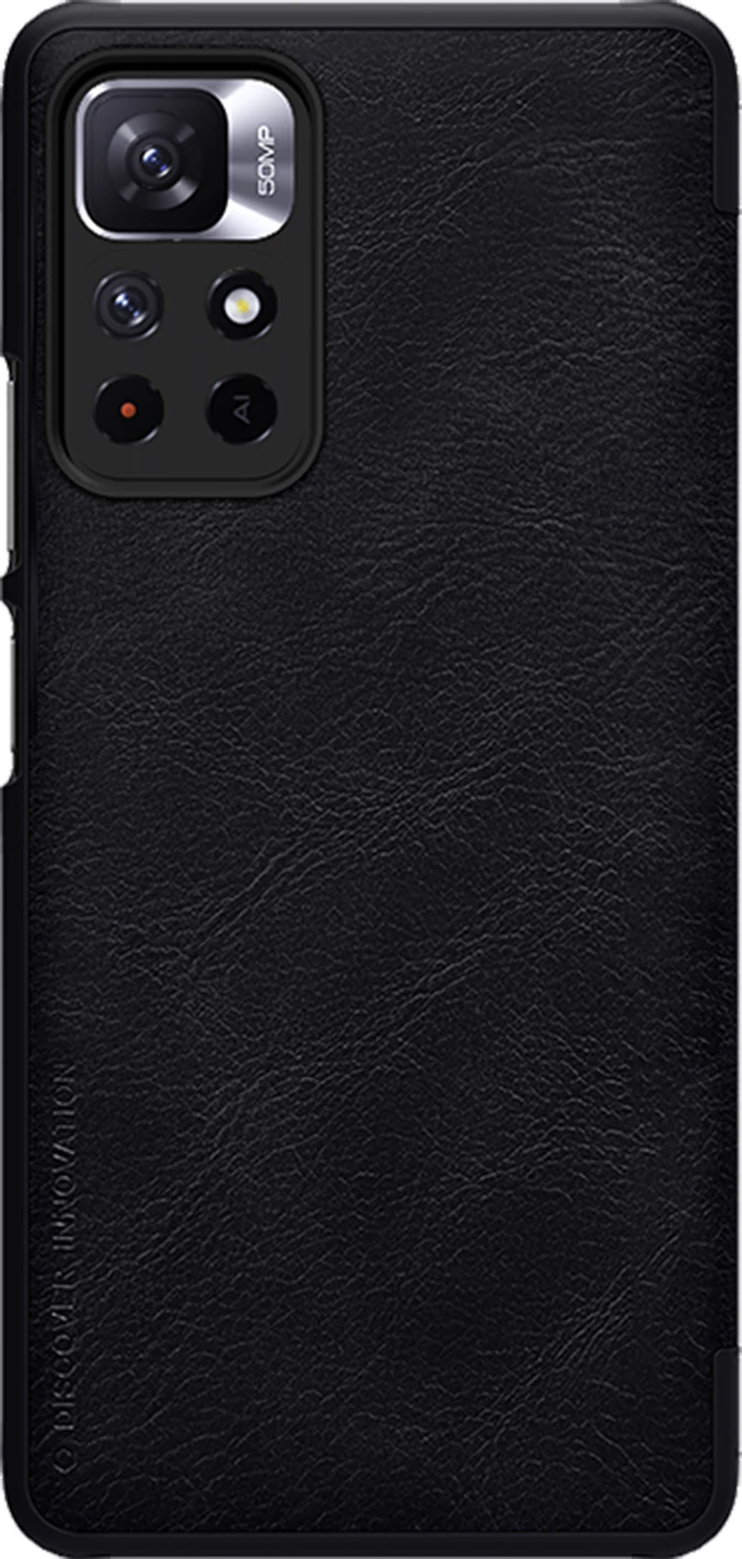 Mbështjellës Nillkin Qin Case për Xiaomi Redmi Note 11T 5G / 11S 5G / 11 5G (China) / Poco M4 Pro 5G, e zezë