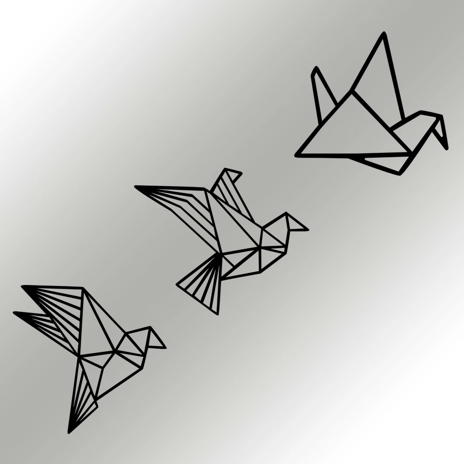 Aksesor dekorativ metalik për mur, Wallity, origami, ngjyrë e zezë