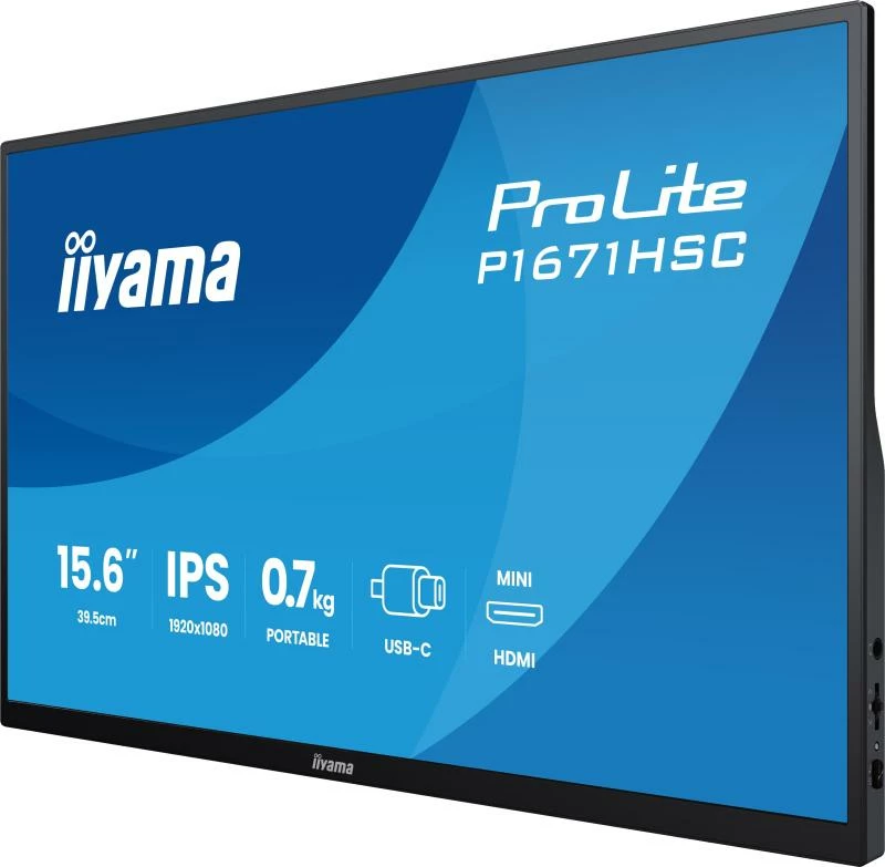 Monitor portabël iiyama ProLite P1671HSC-B1 15.6" Full HD IPS USB-C/mini HDMI me altoparlantë, i zi