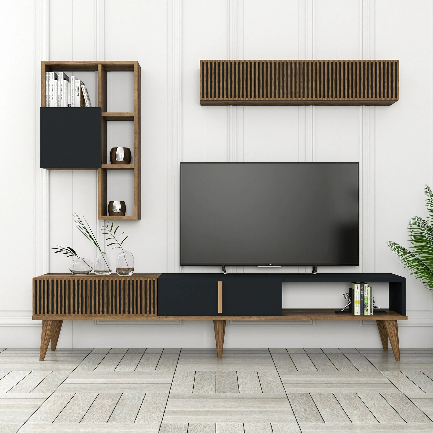 Komodë TV Hanah Home Milan, ngjyrë arre dhe antracit