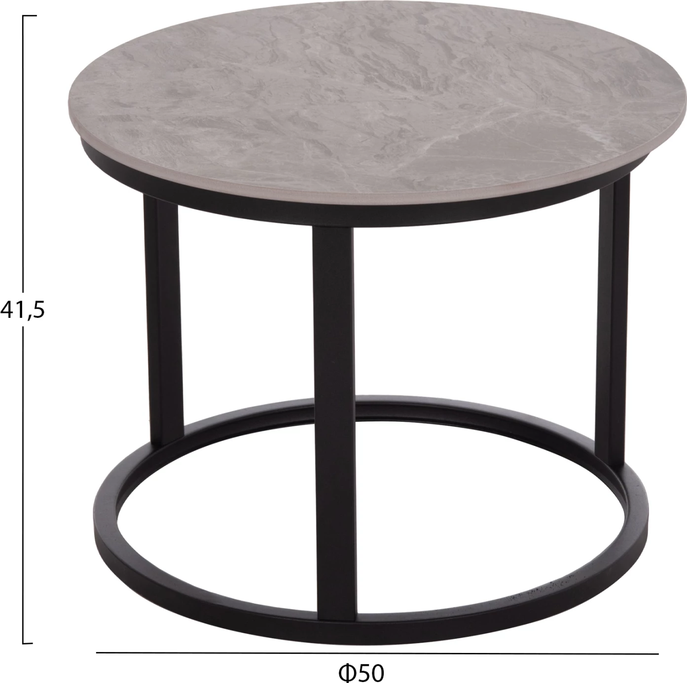 Set tavolinash kafeje 2 copë, sipërfaqe qeramike, pamje mermeri gri, TALOS FH18140.04, 70x45.5cm