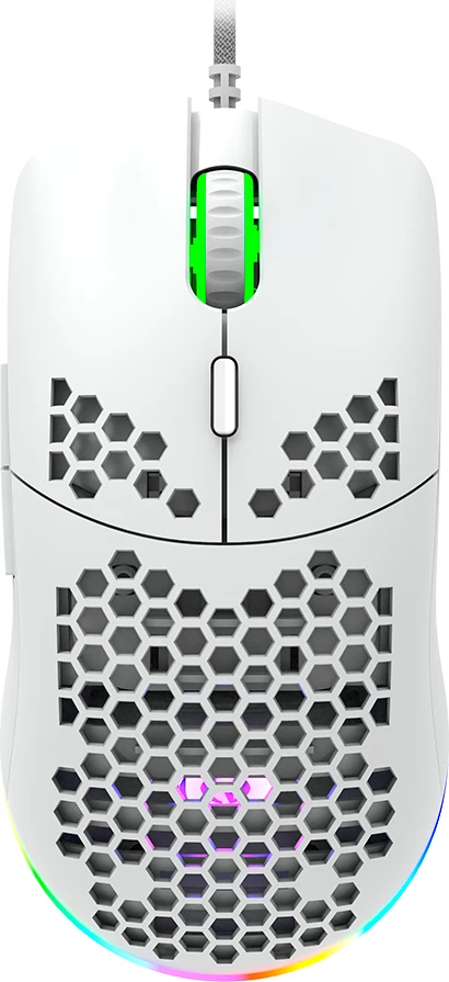 Maus gaming CANYON Puncher GM-11, 4200 DPI, 7 butona programueshëm, RGB, me kabllo USB 1.65 m, 128.5x67x37.5 mm, i bardhë