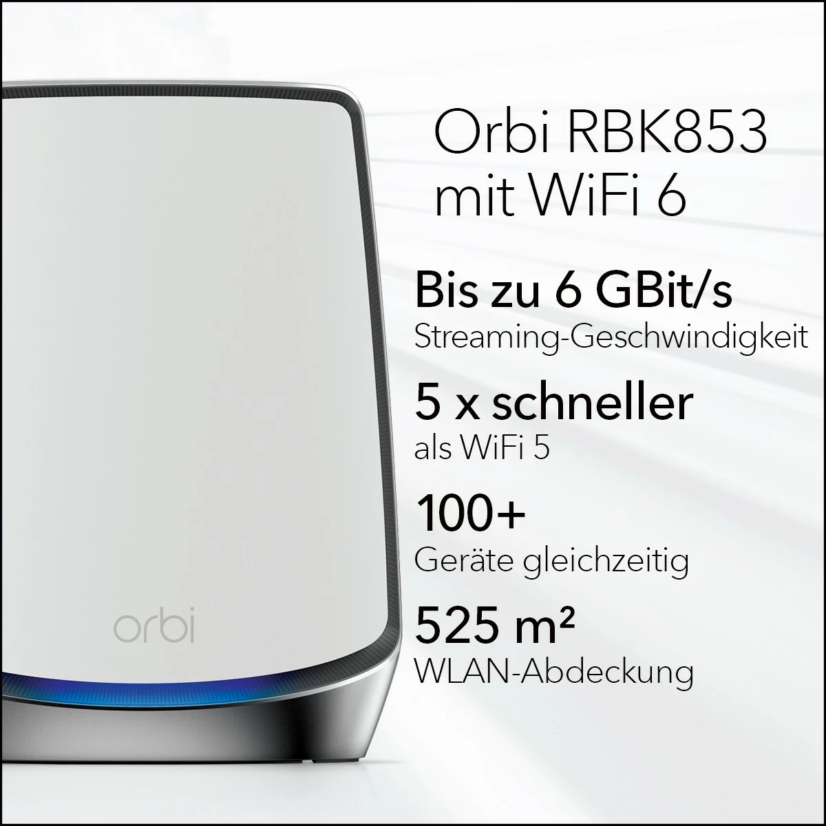 Sistem mesh NETGEAR Orbi RBK853 AX6000, WiFi 6, Gri