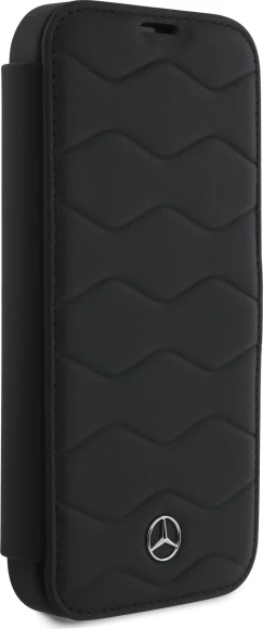 Mbështjellës Mercedes MB Waves për iPhone 16 Pro Max, lëkurë, zi