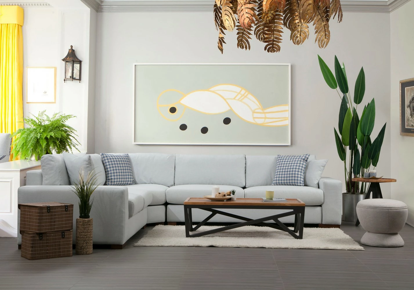Këndare Atelier del Sofa, Loop 20, ngjyrë bezhë, këmbë druri arre, 282x322cm