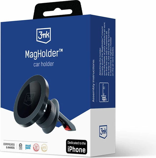 Mbajtës magnetik për celular 3mk MagHolder, për grilë të ajrit, i zi