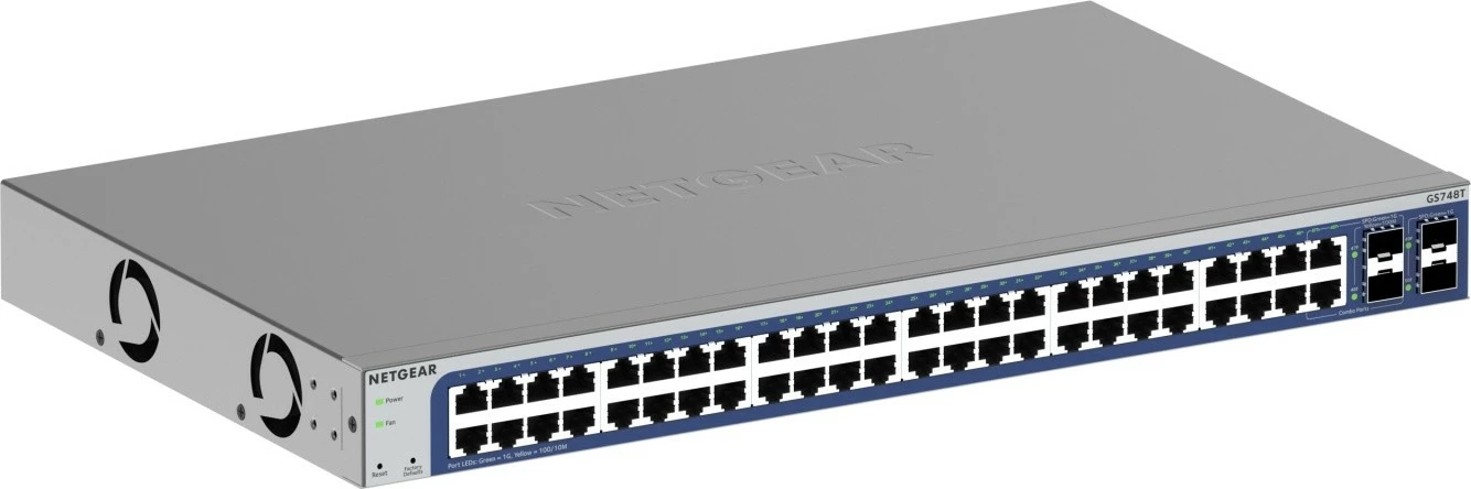 Switch i menaxhuar Netgear GS748T-600EUS, 48 porte Gigabit, 4 porte SFP, Rackmount
