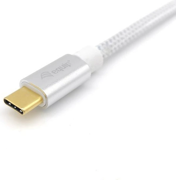 Kabëll USB C në USB C Equip USB 3.2 Gen 2, 1m, 100W, argjendtë/bardhë