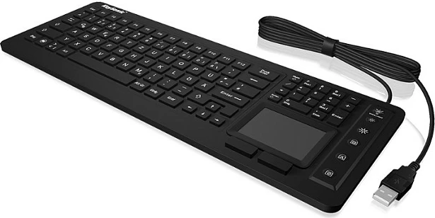 Tastierë KeySonic KSK-6231INEL, USB, me touchpad, e ndriçume, IP68, AZERTY FR, e zezë