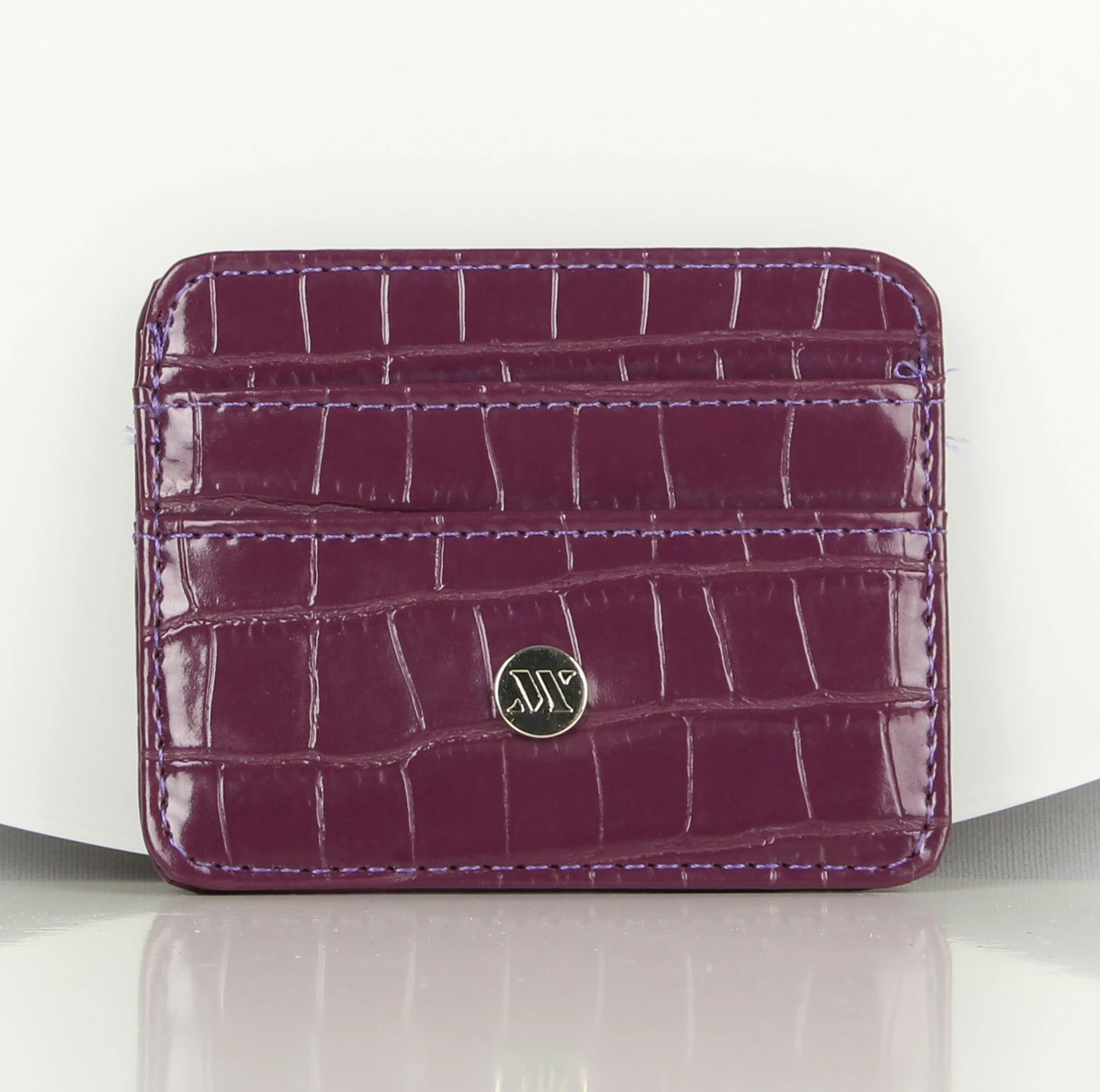 Portofol lëkure, mbajtëse kartelash, ngjyrë damson, Zoozie Bags, 2712, 10.5x8.5cm
