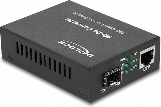 Media konvertues DeLOCK 10GBase-R SFP+ në 10GBase-T RJ45, 10GbE, i zi