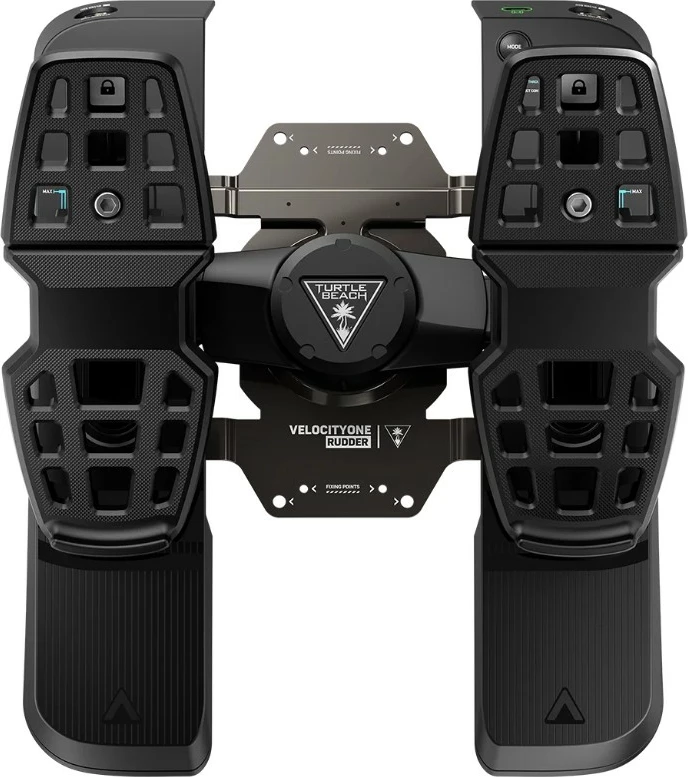Pedale rudder Turtle Beach VelocityOne Rudder për PC dhe Xbox, USB-C, Hall sensor, frena diferenciale, të zeza