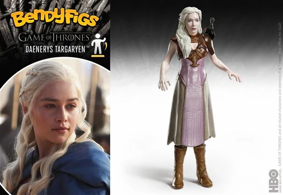Figurinë koleksionuese NOBLE COLLECTION Bendyfigs Game of Thrones Daenerys Targaryen 18 cm, me dragua (aksesor)