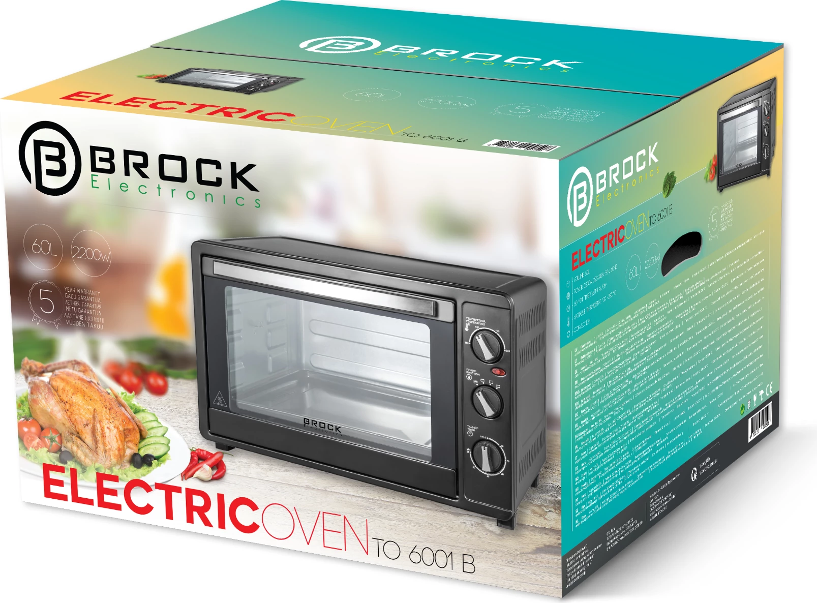 Furrë elektrike portative Brock TO 6001B 60 L 2200 W, e zezë