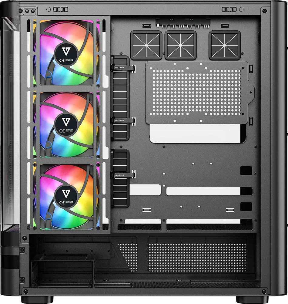 Kasë Modecom Volcano AQ200 ARGB MC-A-AQ200-4FA-B, Midi Tower ATX, 4x120mm ARGB fanë, USB-C, e zezë