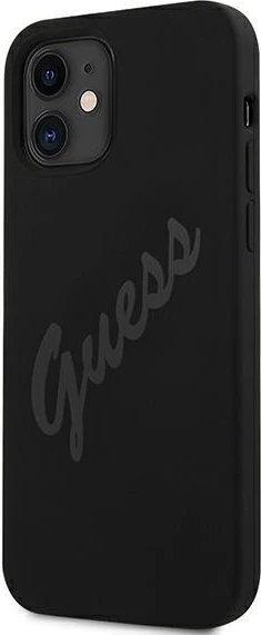 Mbështjellës Guess GUHCP12SLSVSBK për iPhone 12 mini 5.4", hardcase silikon/TPU, Vintage Script, i zi