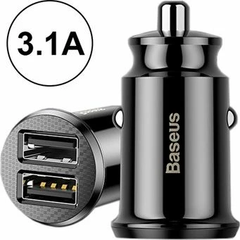 Karikues veture Baseus Grain CCALL-ML01, 2x USB-A, 3.1A, 10.5W, 12/24V, i zi