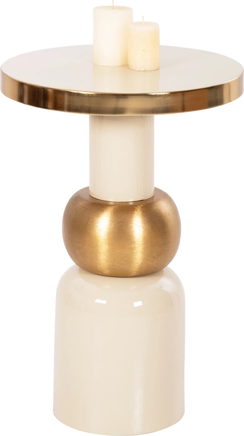 Tavolinë ndihmëse AMBUR FH4238.03 metalike, ngjyrë ecru-ari, Φ40.5x62H cm