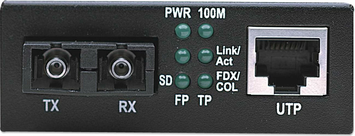 Konvertues media Intellinet Fast Ethernet 10/100Base-TX në 100Base-FX (SC), multi-mode, 100 Mbit/s, 2 km, i zi