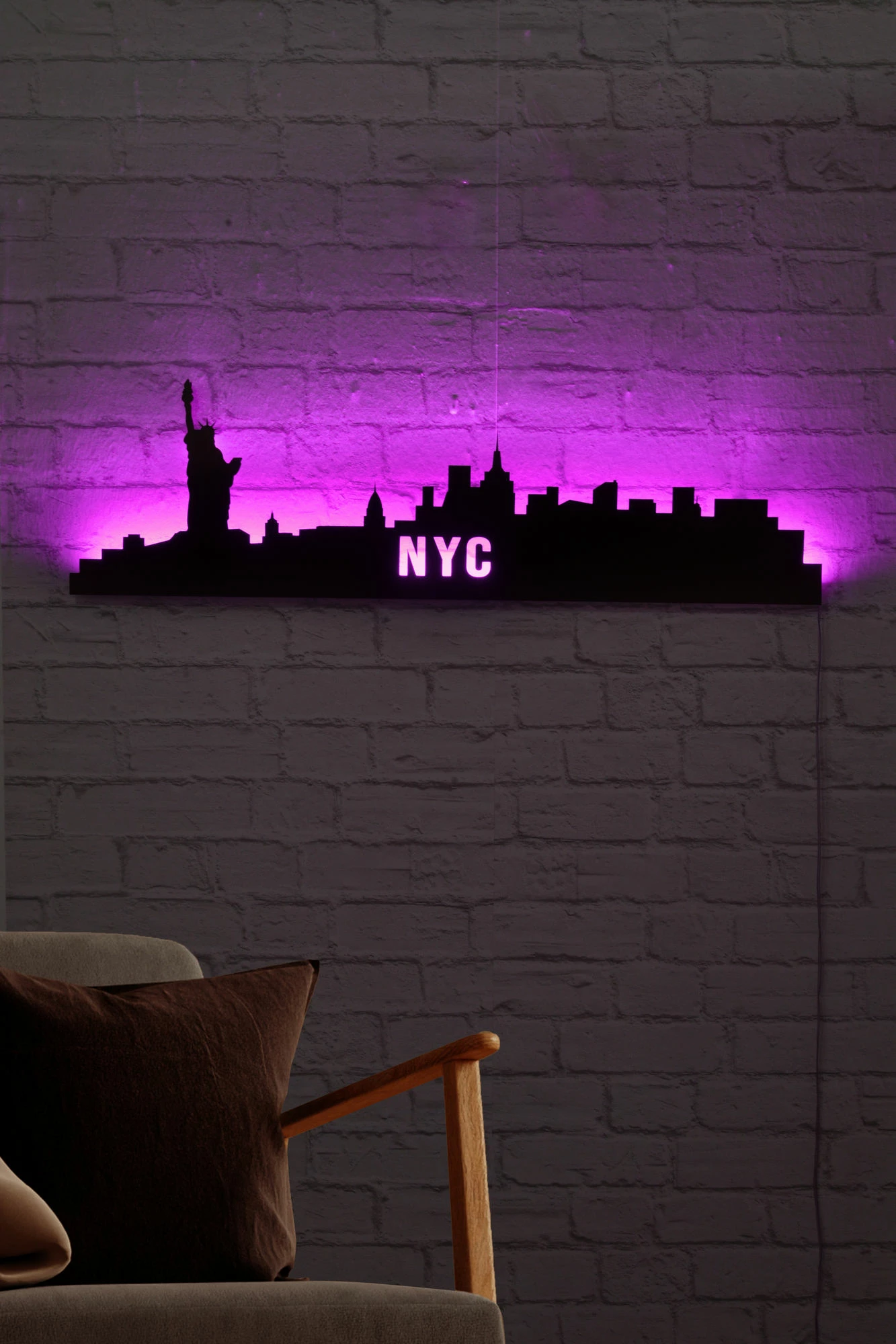 Dritë dekorative LED, siluetë NYC, ngjyrë rozë