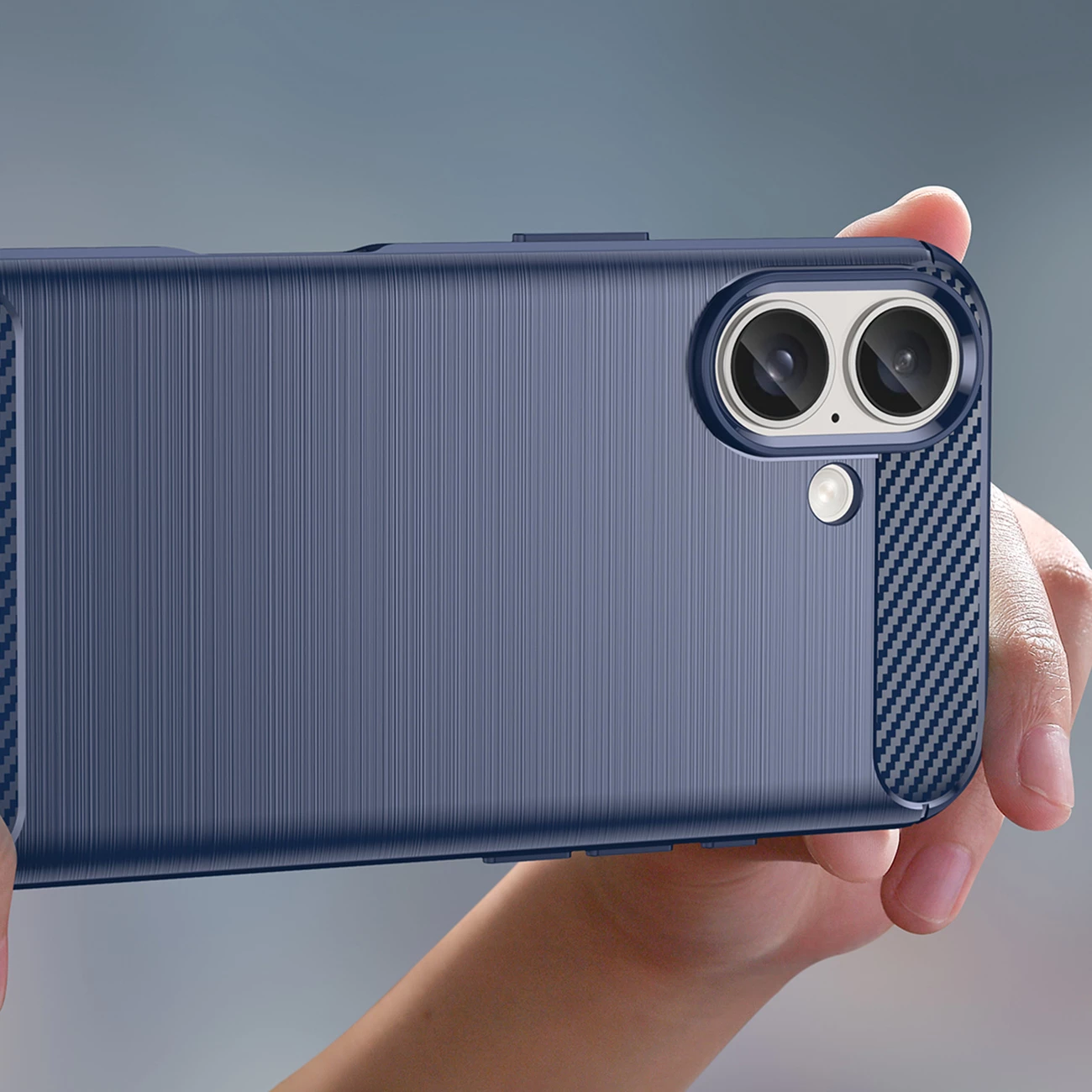 Mbështjellës Hurtel Carbon Case për iPhone 16 Plus, TPU, Blu