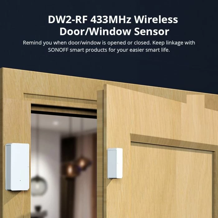 Sensor dere dhe dritareje SONOFF DW2 RF 433MHz, i bardhë