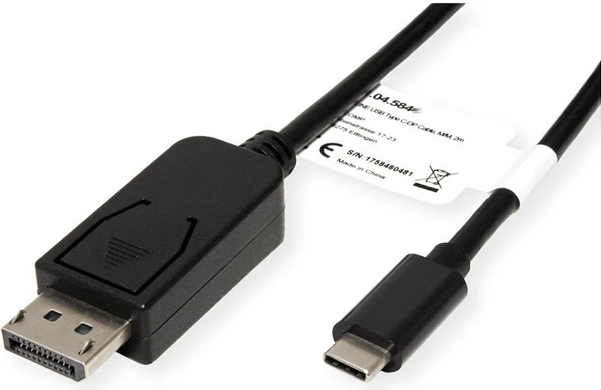 Kabllo adapter ROLINE USB-C në DisplayPort v1.2, 1 m, 4K 60Hz, e zezë