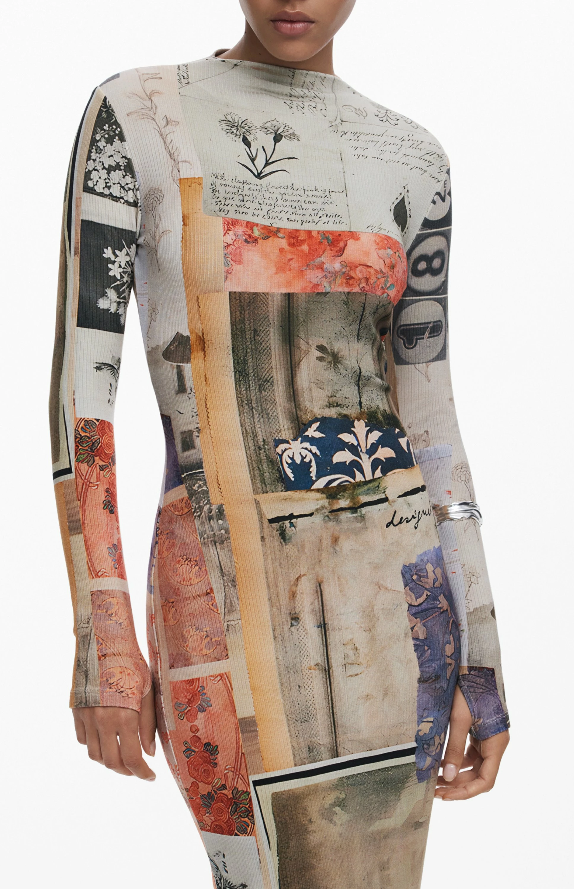 Fustan i gjatë DESIGUAL femra, beige