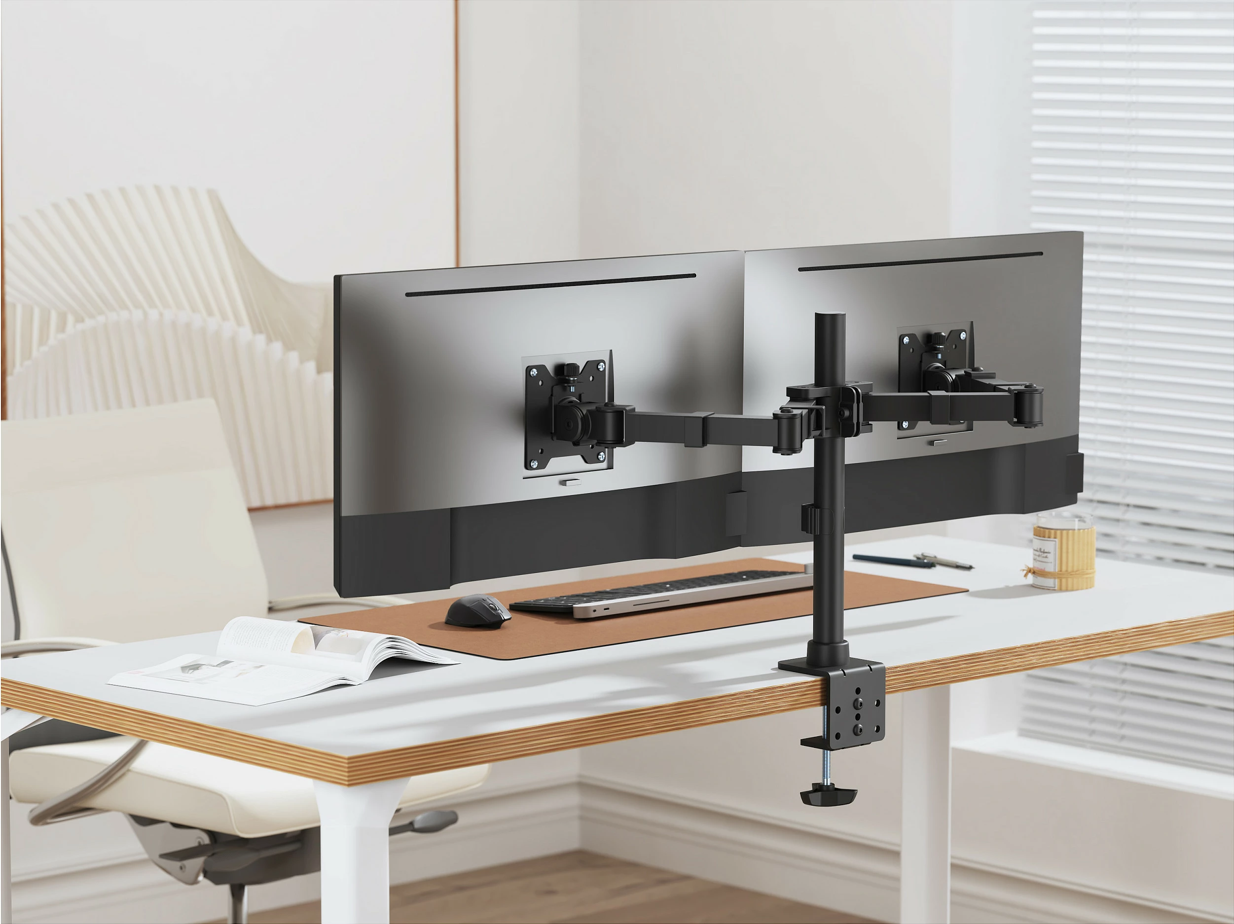 Mbajtëse tavoline për monitor EQUIP, 2x 17"-35", VESA 75x75/100x100, 360°, e zezë