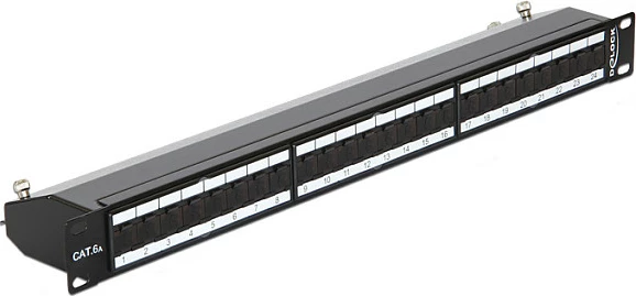 Patchpanel DeLOCK 19" 24-Port Cat6A, 1U, RJ-45, i zi