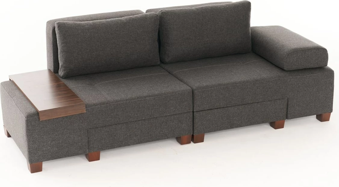 Krevat-sofa treshe, pëlhurë lino, ngjyrë antracit, Perenna