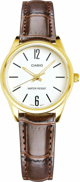 Orë dore femra Casio LTP-V005GL-7BUDF, kafe/ari, me kuti