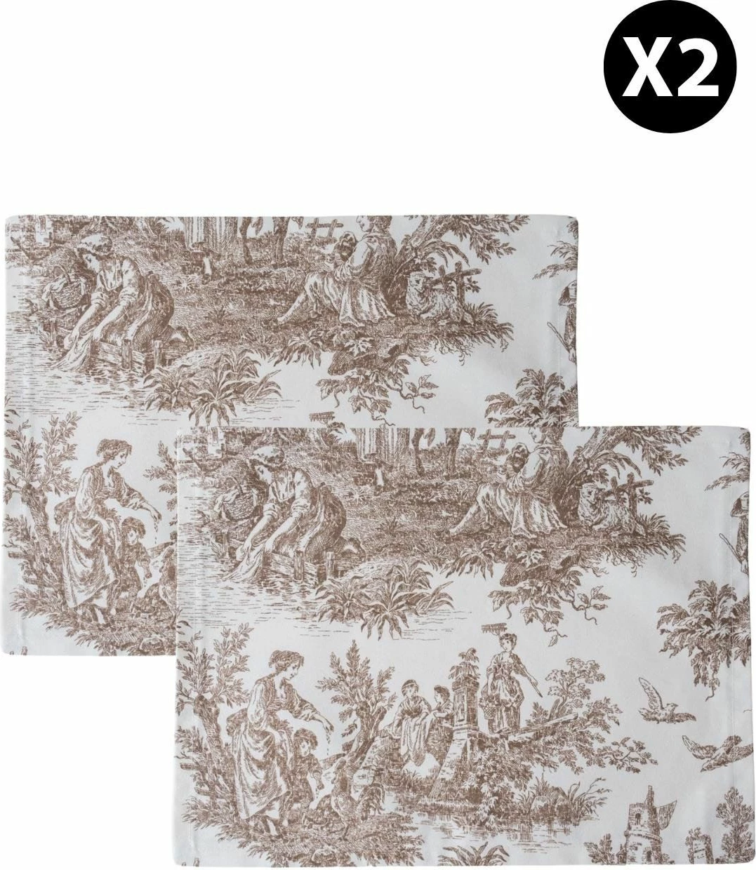Set naperonash për tavolinë (2 copë), ngjyrë kafe dhe e bardhë, BST055