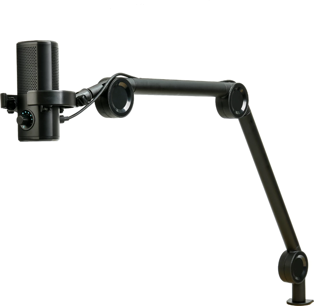 Mikrofon kondensator USB Aiwa PDM-A10, 24-bit/96 kHz, kardioid, me krah të rregullueshëm, i zi, set me pop filter dhe kabllo USB-C