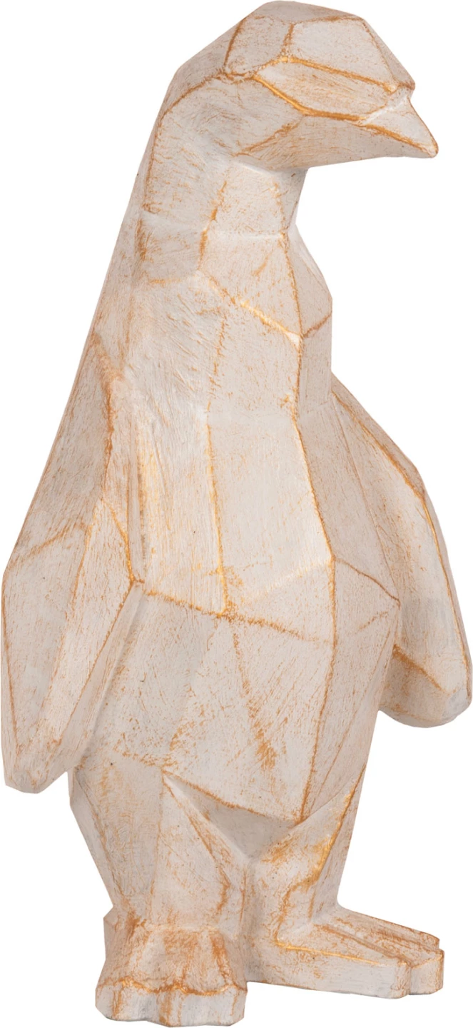 Dekorim për dysheme, pinguin, ngjyrë patina e bardhë me detaje ari, FH7915, 30x20x60H cm