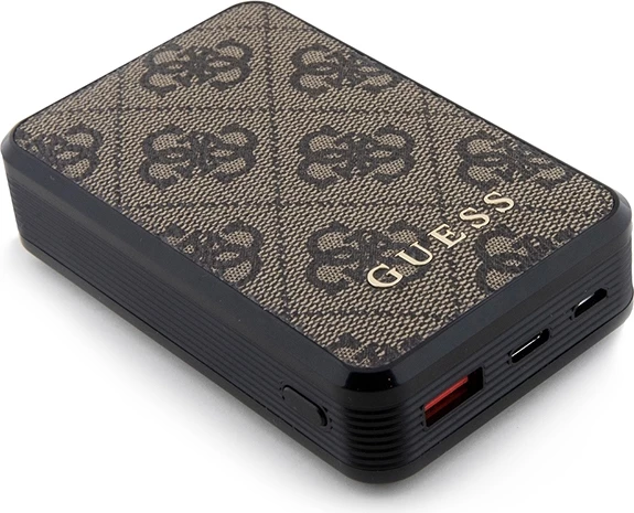 Powerbank Guess GUPB10DP4GEGW 10000mAh 18W 4G Leather Metal Logo, Kafe