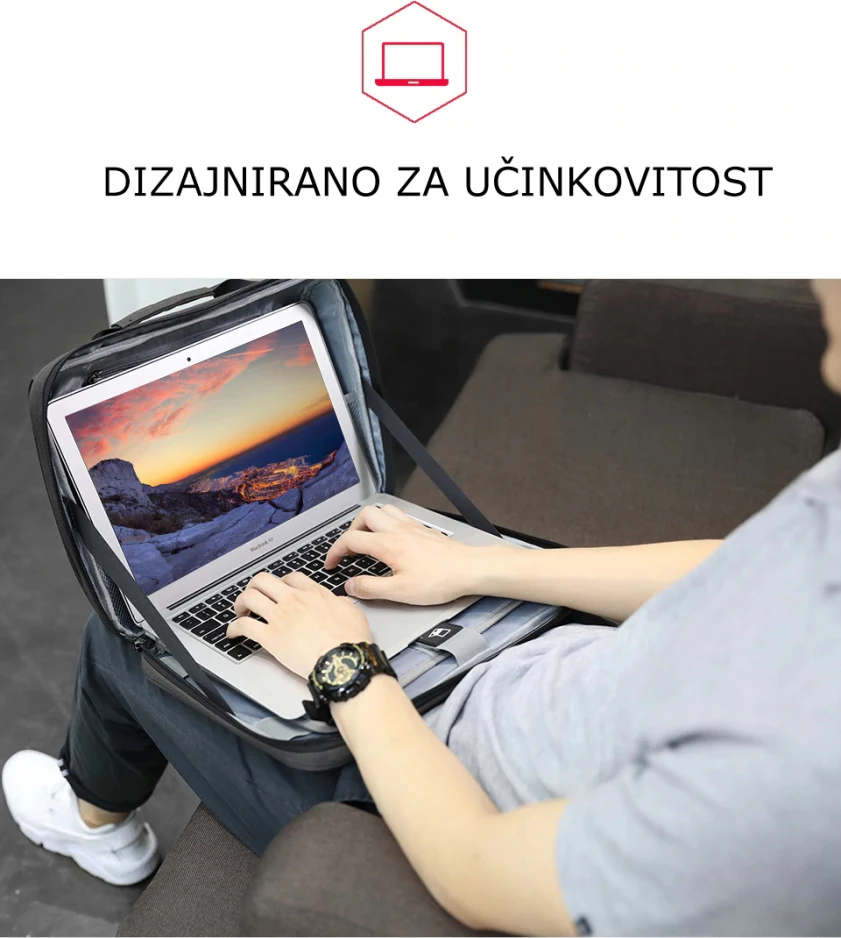 Çantë për laptop Tigernu Vega 13.1\", rezistente ndaj ujit, me rrip shpatulle, kafe
