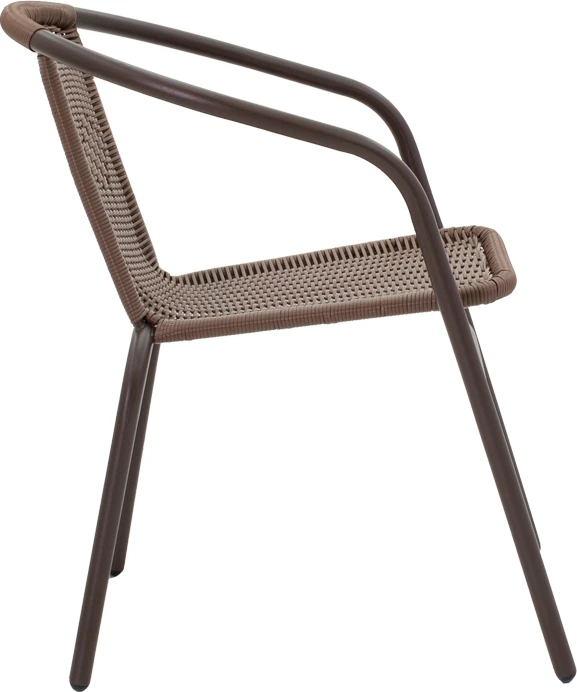 Set tavoline me karrige Obbi-Watson, 3 copë, metal-pe rattan, ngjyrë kafe, 60x60x70cm