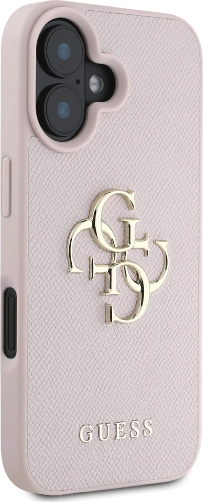 Mbështjellës Guess Grained Big 4G Logo Small Classic Logo për iPhone 16, Rozë