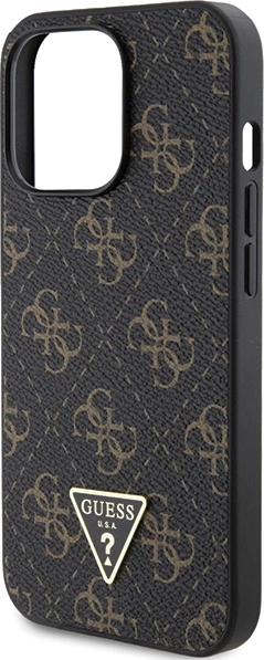 Mbështjellës Guess 4G Triangle Metal Logo për iPhone 14 Pro, i zi