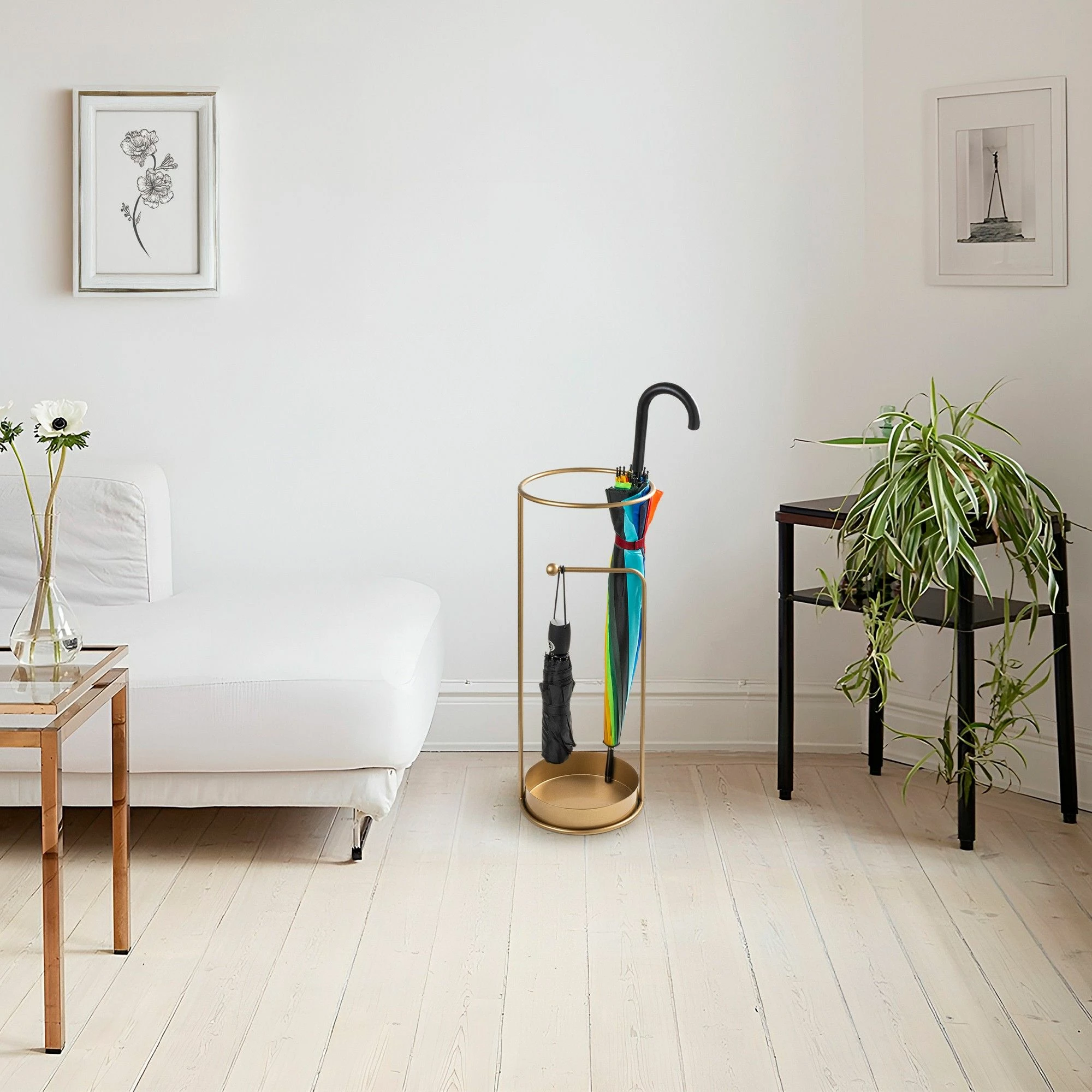 Stendë për ombrella, dizajn Aberto, ngjyrë ari, 22x22x60cm