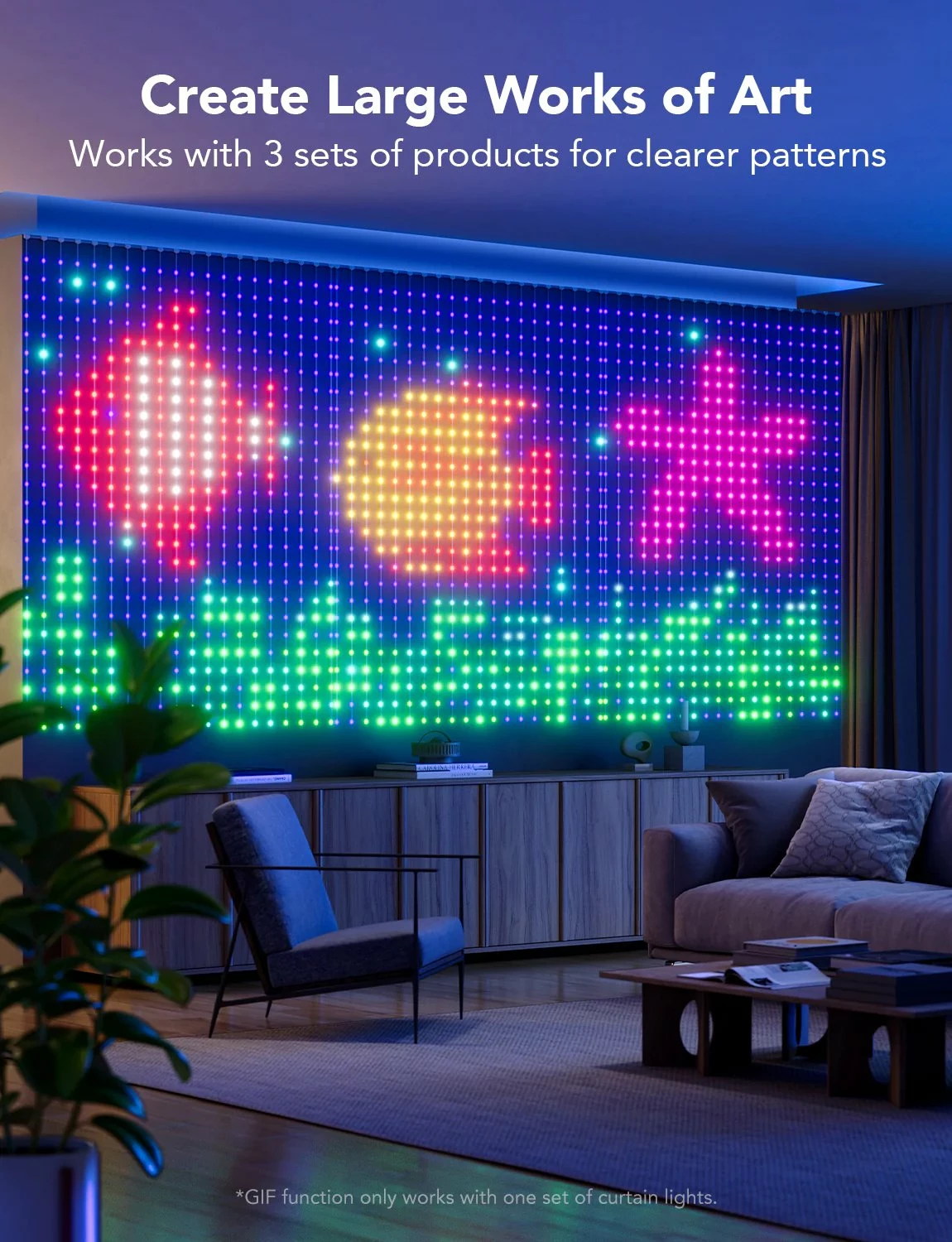 Drita perde LED Govee Curtain Lights 2m x 1.5m, RGB, kontroll me aplikacion
